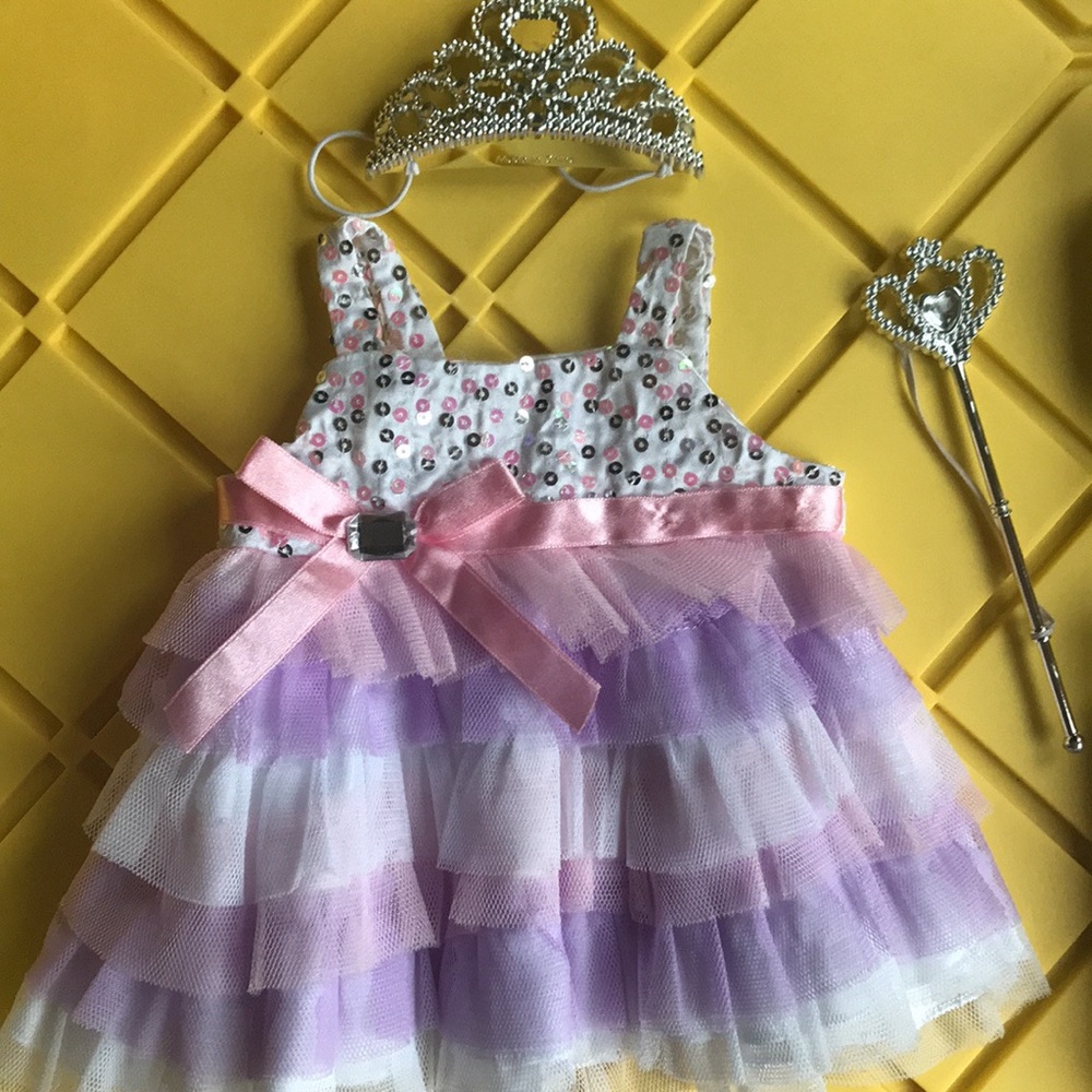 Build-A-Bear Princess Dress with Tiara and Wand - Pink and Purple